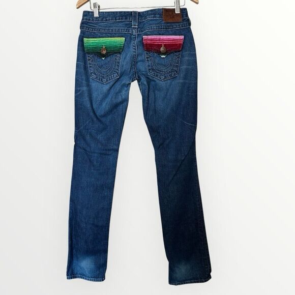 True Religion Jean Womens 27 Billy Baja Serape Straight Leg Limited Made in USA - Picture 1 of 16